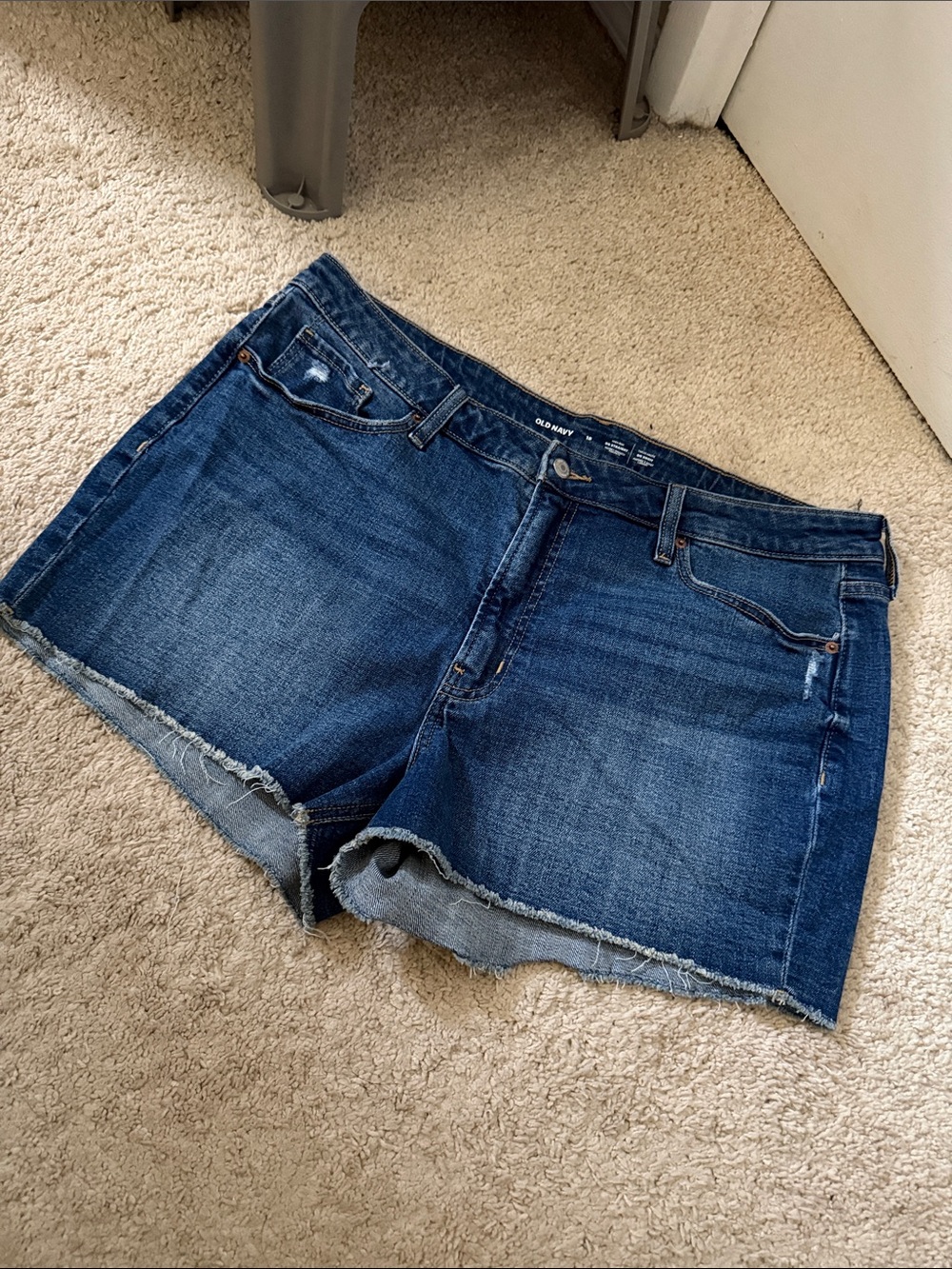 Old Navy High Rise OG Straight Dark Blue Denim Cutoff Shorts